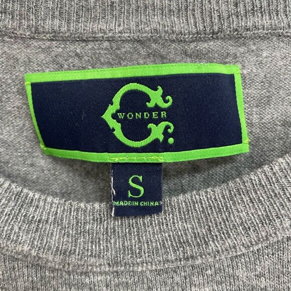 C. Wonder Gray Crew Neck 3/4 Sleeve Merino Wool Blend Sweater Women’s Size S - Picture 3 of 5